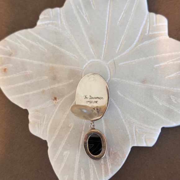 Vintage Sterling Silver Echo of the Dreamer Agate Earrings - Picture 4 of 4